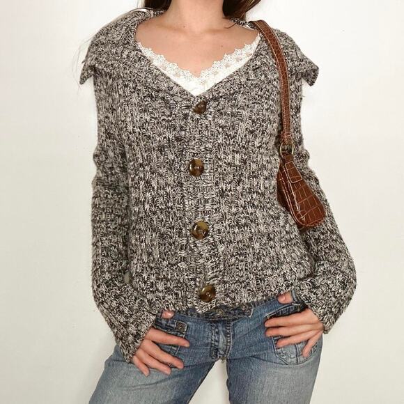 Y2k energie gray and black knit cardigan - Picture 1 of 7
